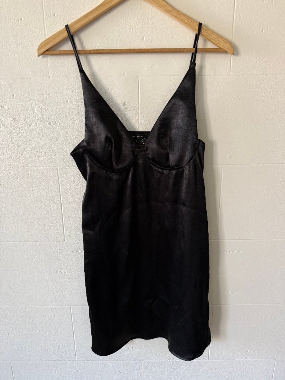Olivacius Black Satin Slip Dress Minimal Y2K Lingerie | Small